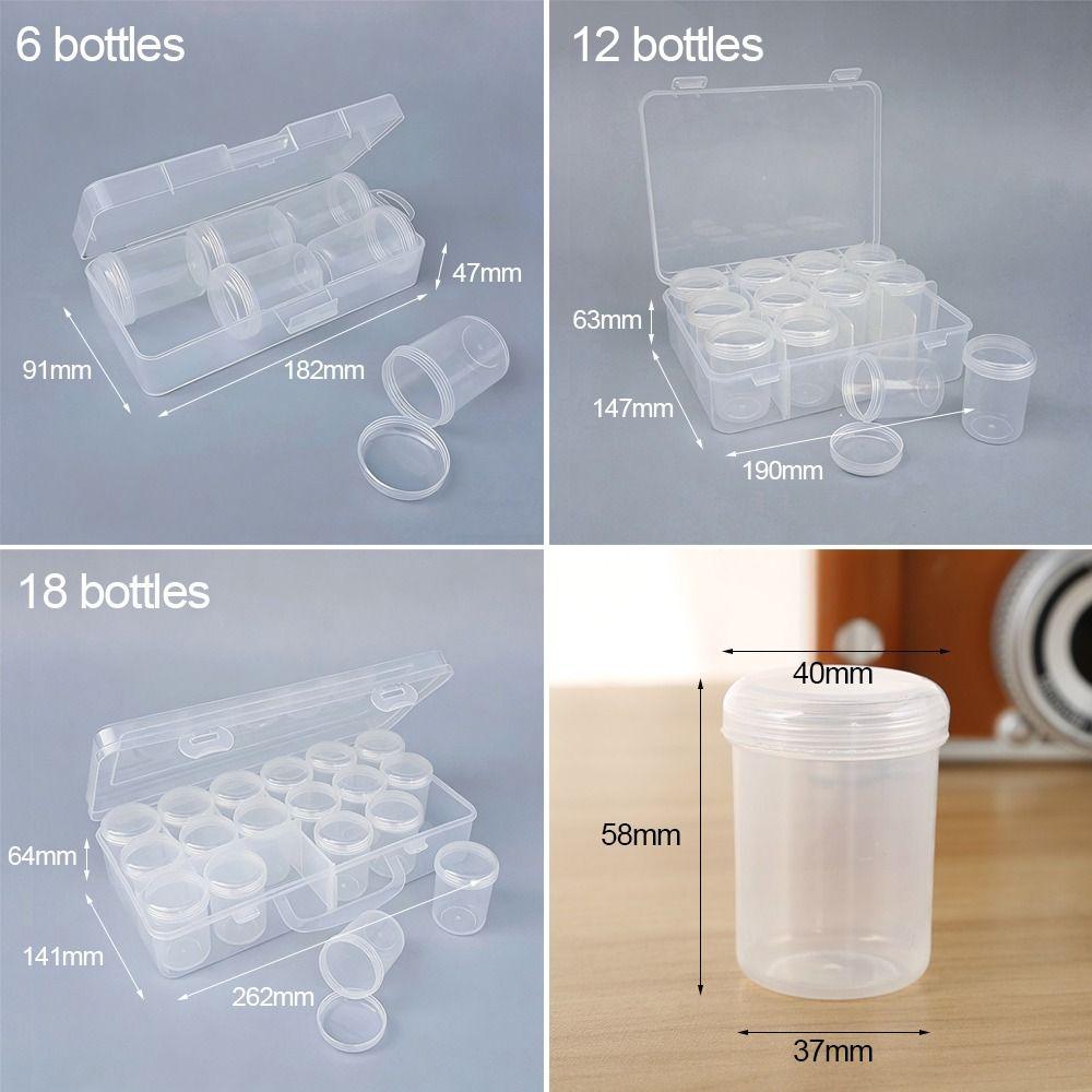 6/12/18/20 Bottles Clear Plastic Plastic Storage Box Multiple Slots with Lids Storage Container Case Bead Organizer Box