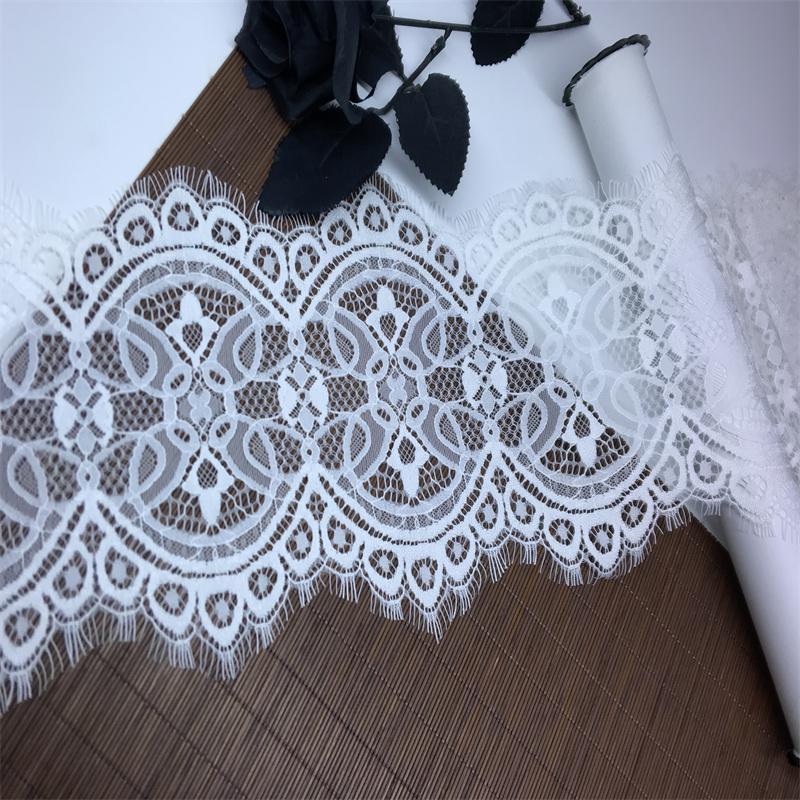 3m x 16.5cm White Chantilly Lace, Non-stretch French Eyelash Lace Fabric for Sewing, Bridal Dress, Dress, Lingerie, Bra, Underwear, Garment, Crafting
