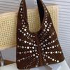 European American Fashion Tote Bags Stylish Shoulder Bags With Studs Dots New Suede Handbags Versatile Solid Color Commuter Bags