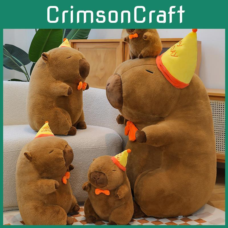 Cap Capybara Birthday Plush Toy Cute Animal Doll Room Decoration Holiday Gift