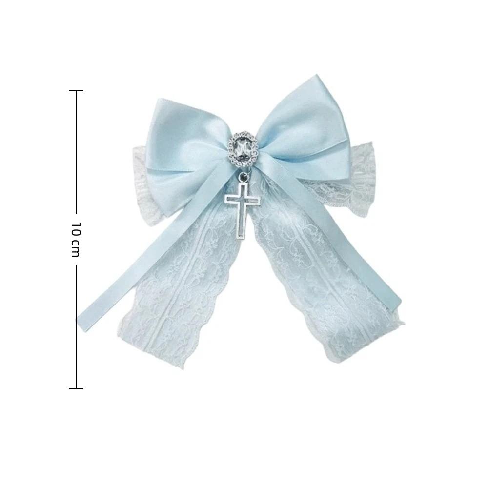 Cute Bow Cross Pendant Gothic Hair Clip Exquisite Lace Design Y2K Hair Clip  Girl's Accessories