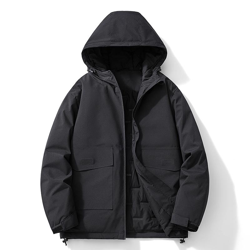 

Autumn and winter thickened cotton-padded clothes men s windproof waterproof warm jacket outdoor jacket casual sports cotton-padded jacket thick coat M чорний