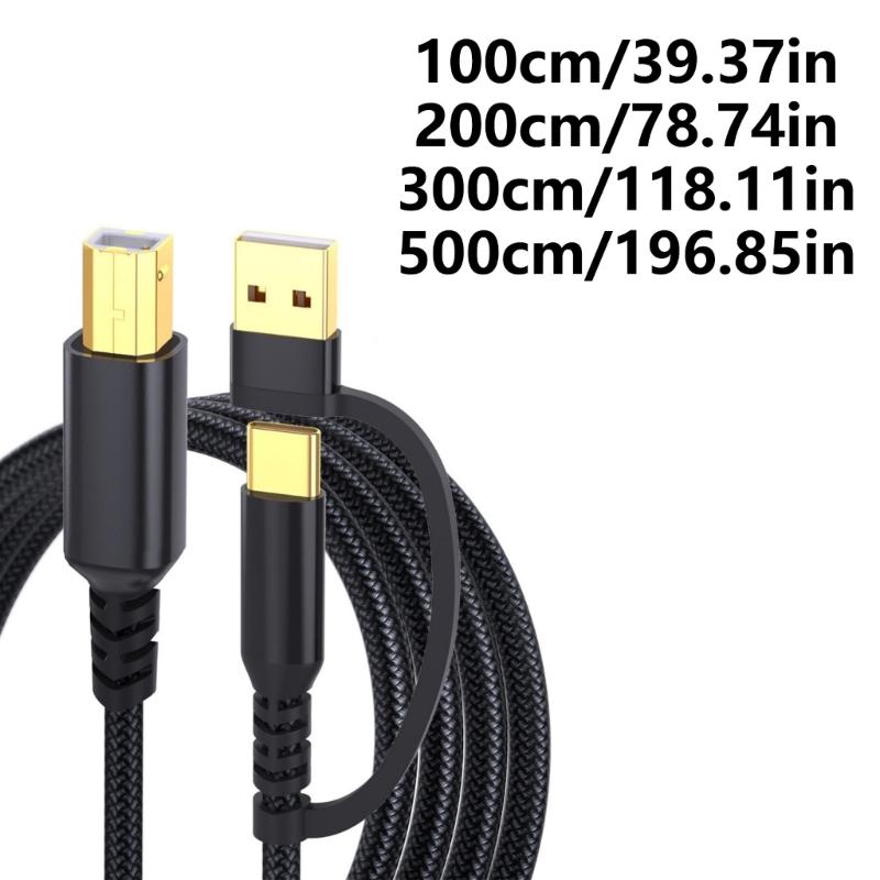 1m/2m/3.0m/5m USB Type C To USB B Data Cable Easy Connection Printers Scanners and Digital Pianos To Phones Tablets