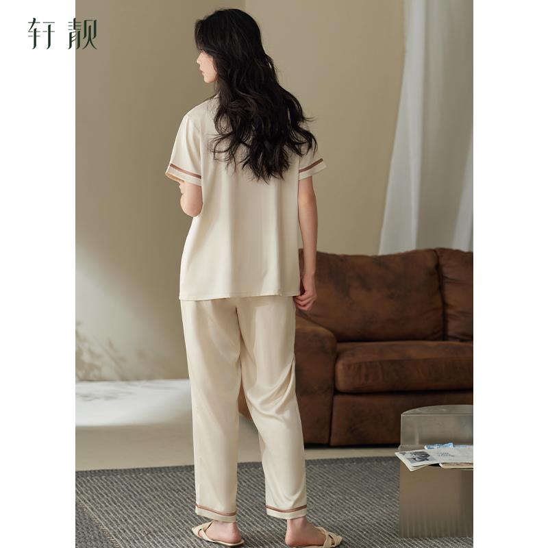 Xuan Liang Sleepwear Women's Summer Thin Ice Silk Short Sleeved Pants New Casual Outerwear Home Clothing Set