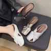 Hollow bag head cool slippers comfortable square head wedge heel women's slippers 2025 summer wear casual Muller slippers women's