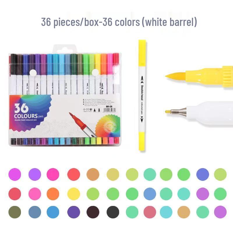 Water-based Double-ended Watercolor Pen Set with Colored Fine Liner and Soft Tip