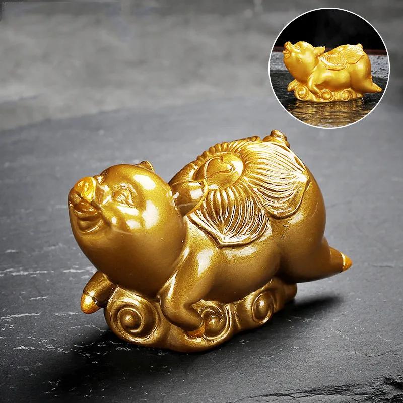 

1pc Resin Color-changing Tea Pet Creative Cow Sculpture Decor Boutique Tea Tray Ornaments Home Tabletop Decoration Crafts