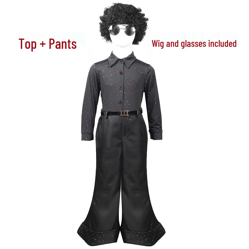 70s Disco Sequin Singer Costume Set - Retro Hippie Catwalk Performance