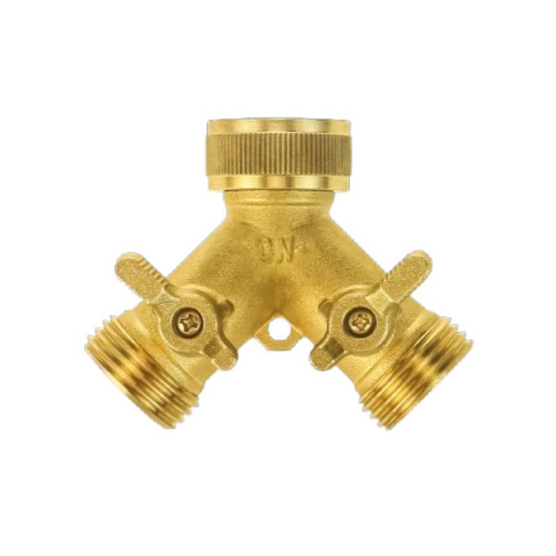 

Garden Water Faucet Dual Outlet Brass Valve With Flow Control For Lawn And Plant Care