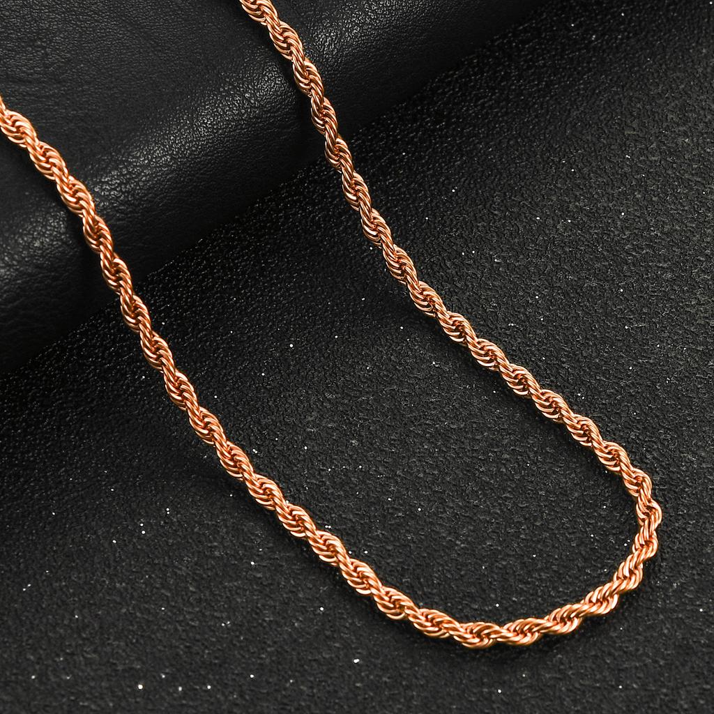 Stainless Steel Twist Rope Chains Men Women Rose Gold Color Plated Necklace Choker High Quality Jewelry Gifts 2/3/4mm Wide
