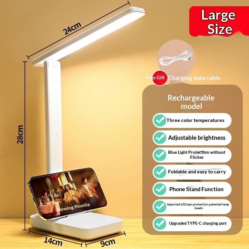 Składana Lampa Stołowa LED Lampa Biurkowa 3 Rodzaje Bezstopniowo Ściemniana Dotykowa Nocna do Czytania Ochrona Oczu Światło Nocne Ładowanie przez USB