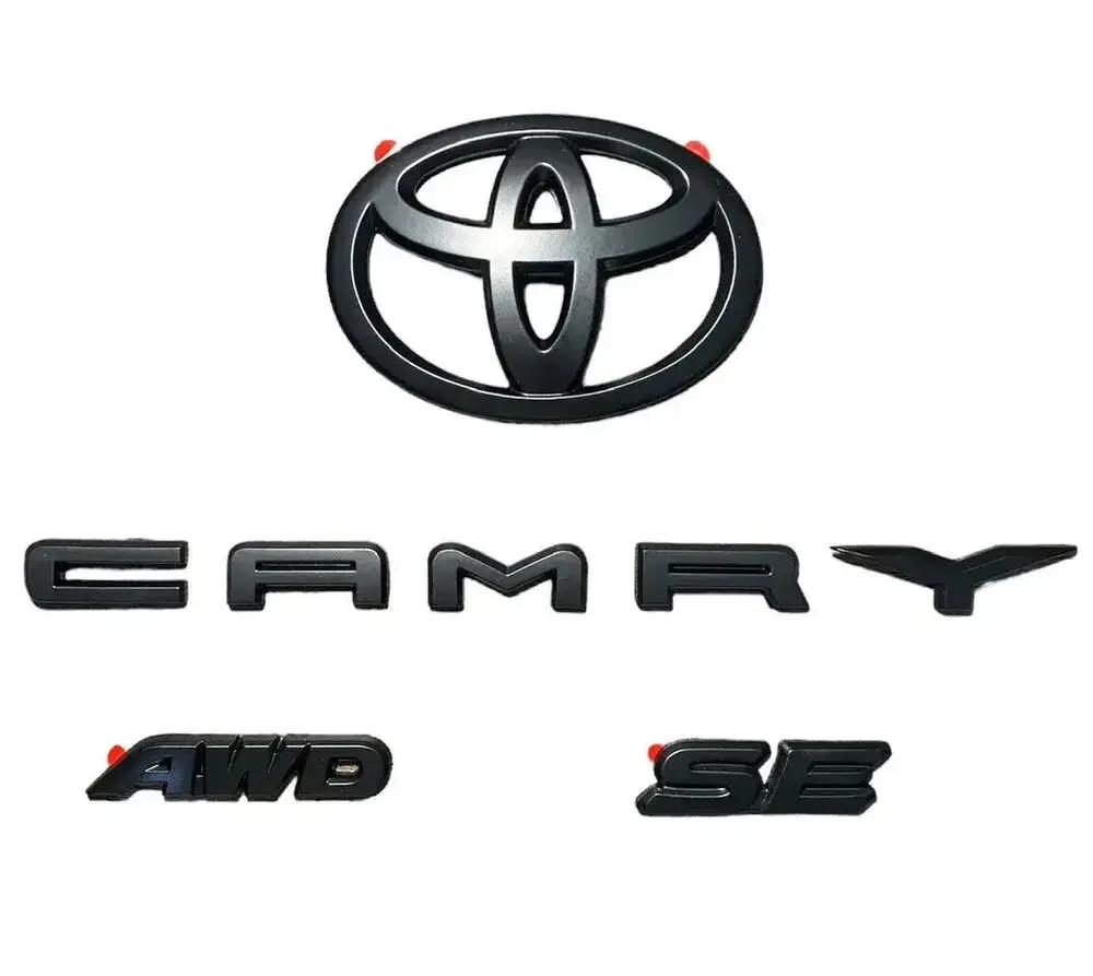 4pcs ABS Covering Car Logo Black Suitcase Trunk Sign Sticker for Toyota 2018-2024 Camry SE AWD:PT948-03191-02 Car Accesorios