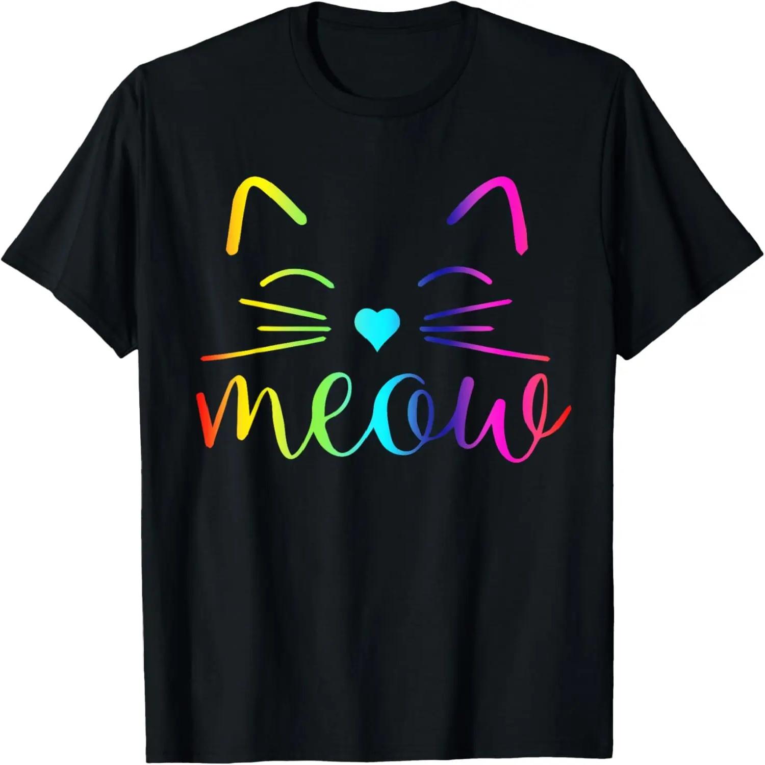 Meow Cute Cat Face Funny Quote for Cat fans T-Shirt S чёрный