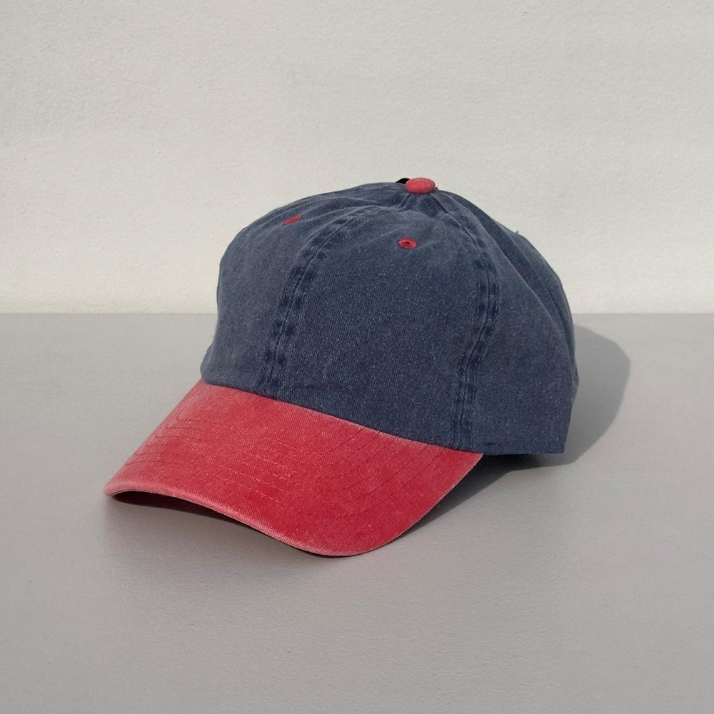 Nyuhaeteun Vintage Washed Ball Cap (Blue/Red)