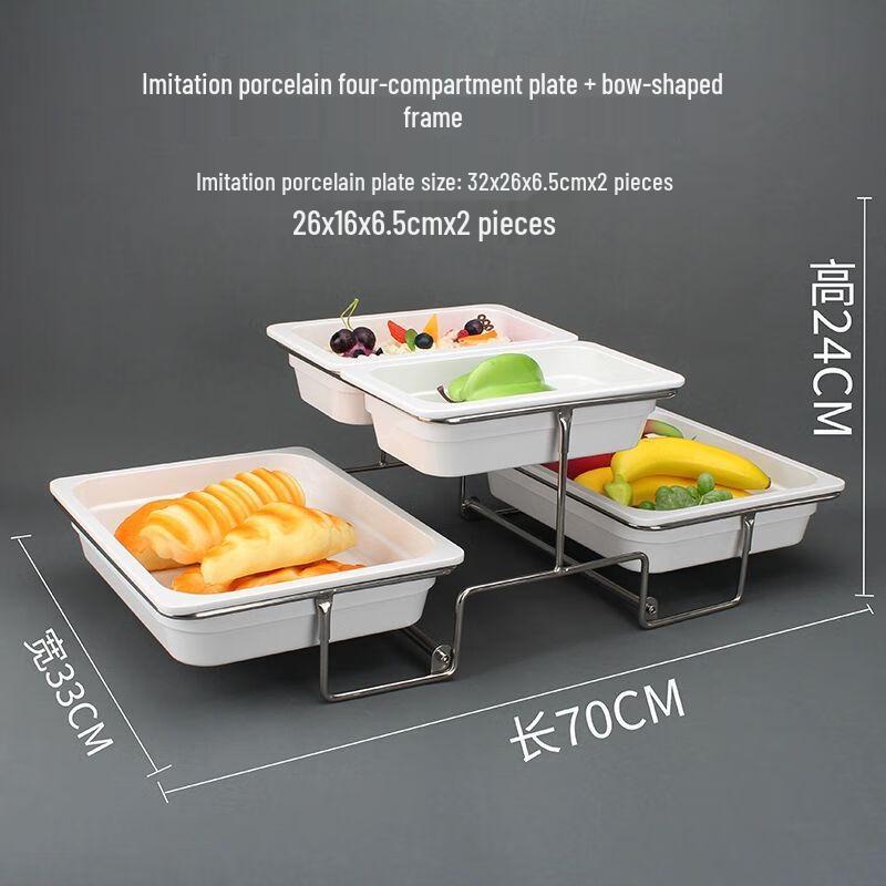 Xuankunpai Double-Layer Melamine Buffet Tray with Clear Flip Lid