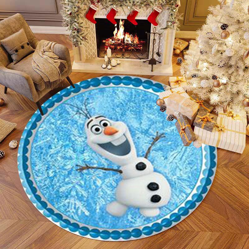 Olaf and Elsa Print Round Rug, Suitable for Decorating Living Rooms, Bedrooms, Tables, Chairs, Sofas, Etc.