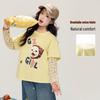 Girls' Fake Two-Piece Floral Long-Sleeve T-Shirt