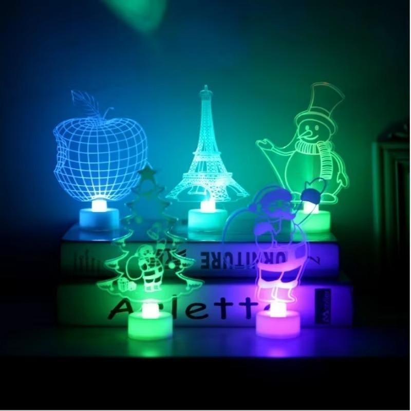 1 Stück Frohe Weihnachten LED Farbwechsel Mini Weihnachtsbaum Haus Tisch Party Dekor Anhänger Weihnachtsmann Dekorationen