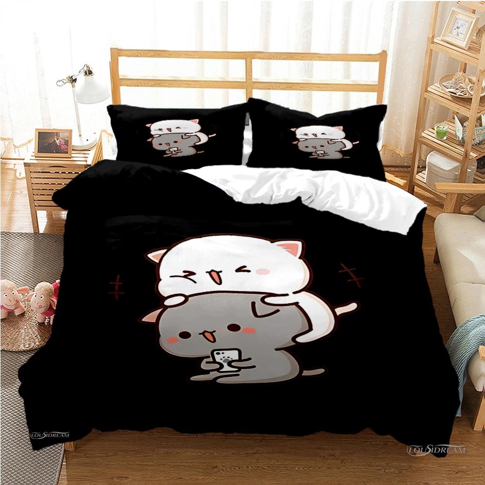 Roztomilý Bubu Dudu Kreslený Medvídek Panda Povlak na přikrývku Kawaii Soupravy povlečení Měkké povlaky na přikrývku a povlaky na polštáře Single/Double/Queen/King Boys