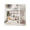Lit Mezzanine, 90*200cm , Sans Matelas, Lit Avec Bureau, Plusieurs Étagères, Rampe, Échelle, Cadre En Fer, Blanc