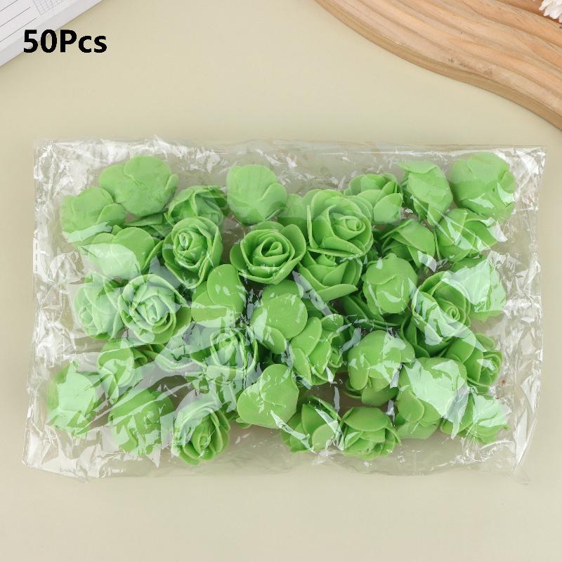 50Pcs Artificial Rose Flower Heads Multicolor Foam Rose Heads For Wedding Bouquet And DIY Crafts Party Home Decorations