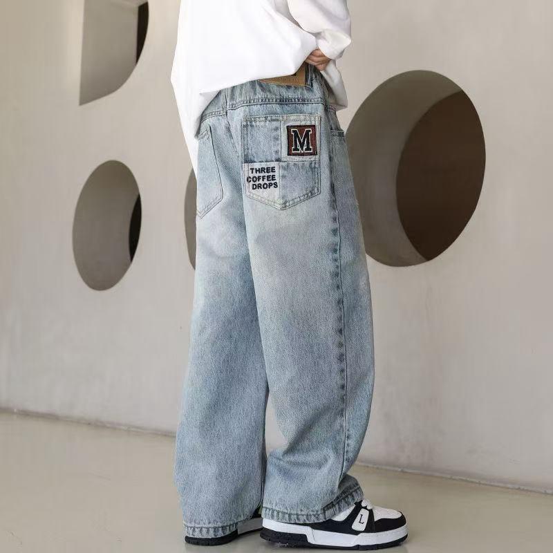 Boys' Straight-Leg Jeans - Spring & Autumn Style, Medium/Large Sizes, Loose Fit