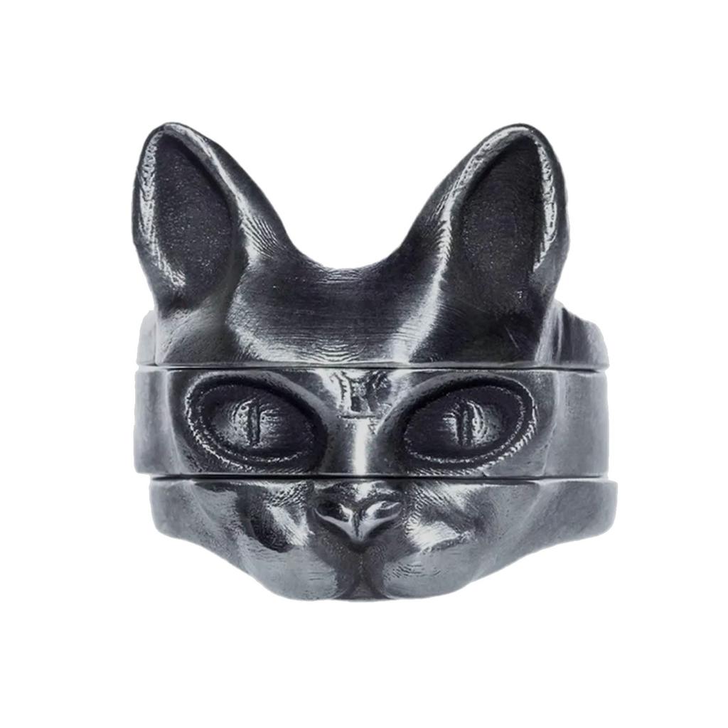 Pack of 3 Unisex Engagement Jewelry Hairless Cats Rings Set Unique Finger Rings Set Alloy Texture Perfect for Woman Man