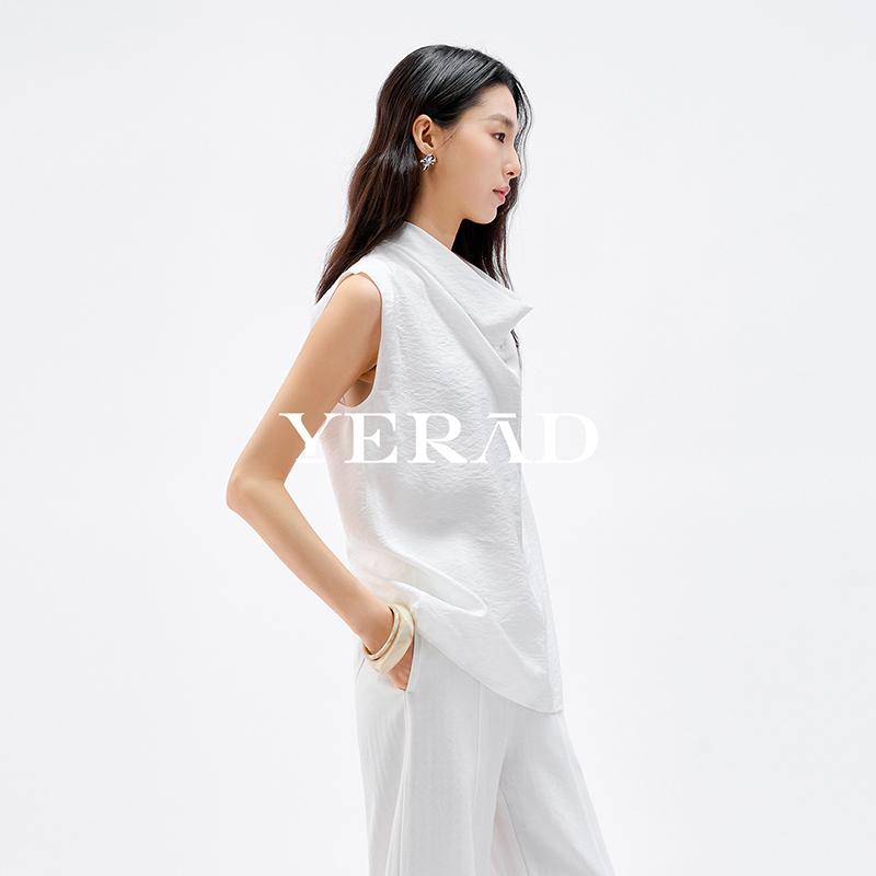 Artistic Swinging Collar Pinched Mulberry Silk Sleeveless Shirt Women's Clothing Vest Temperament Lightweight Small Shirt