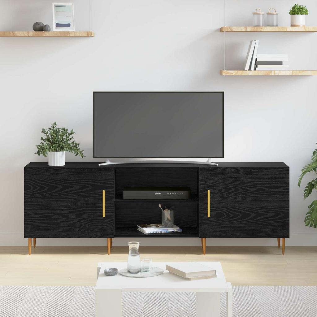 TV Cabinet Black Oak Effect 150 x 30 x 50 cm Particleboard