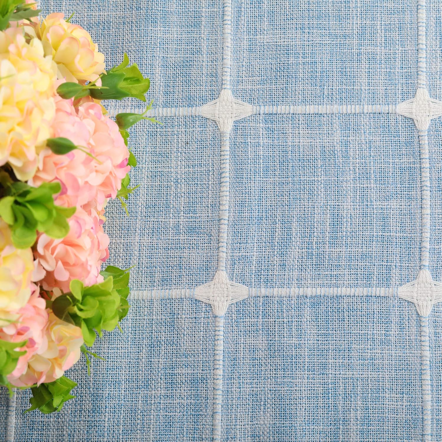 Cotton Linen Rectangular Tablecloth Tassel Plaid Table Cloth for Dining Kitchen Room Tabletop Decoration, 36  x 52