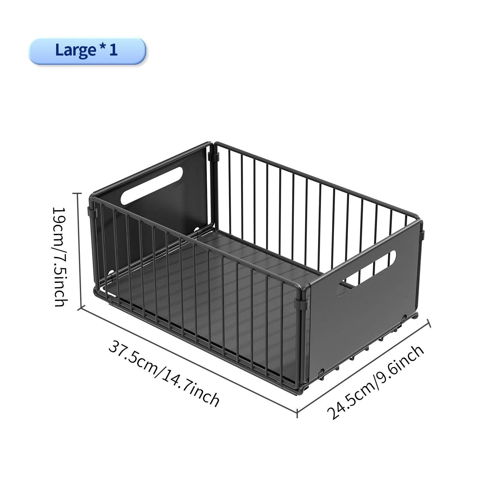 

Pull-out cabinet organizer, sliding metal storage basket for kitchen, fits various room cabinets, home organization accessory