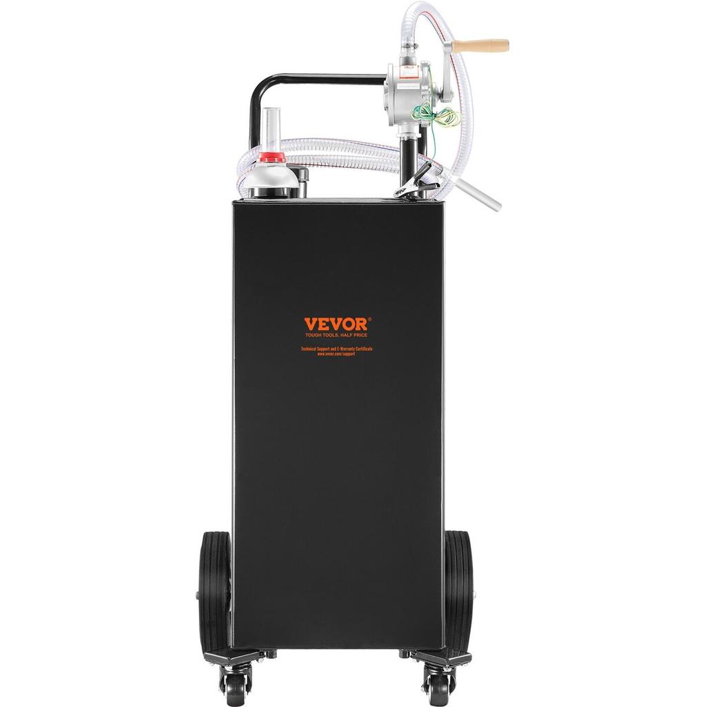 30 Gallon Fuel Caddy, Gas Storage Tank & 4 Wheels, with Manuel Transfer Pump, Gasoline Diesel Fuel Container for Cars, Lawn Mowers, ATVs, Boats, More,