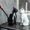 Cat Toilet Brush Holder and Scrubber Toilet Bowl Brush Cute Ceramic Holder for Corner Maintenance Household RV Crevice Hygiene