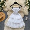 French Sweet Wind Tube Top Sleeveless Dress Women's Summer Yellow Ruffle Leaf Edge Cake Dress Thin Temperament Small Man