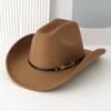 Windproof Cowboy Cap With Large Brims Breathable Western Cowboy Hat With Decorative Buckle Polyester Western Top Hat