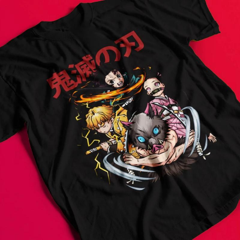 Hot Sale Summer Demon Slayer Men's Women's T Shirt Inosuke Hashibira Japan Anime Summer Boy Children's Short Sleeves Parent-Child Wear