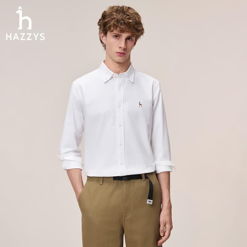 HAZZYS Men's Oxford Cloth Casual Long Sleeve Shirt