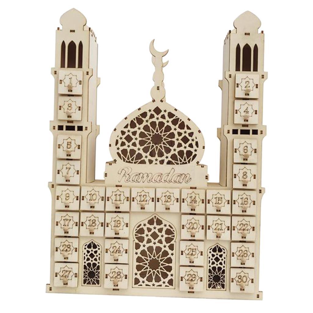 

DIY Wooden EID Mubarak Ramadan Calendar with Lamp Home Ornaments