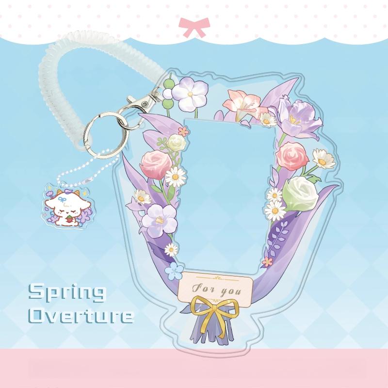 Spring Bouquet PVC Photo Frame with Keychain 3 Inch Kpop Idol Photocard Holder Anime Card Sleeves for Girls Gifts Wholesales