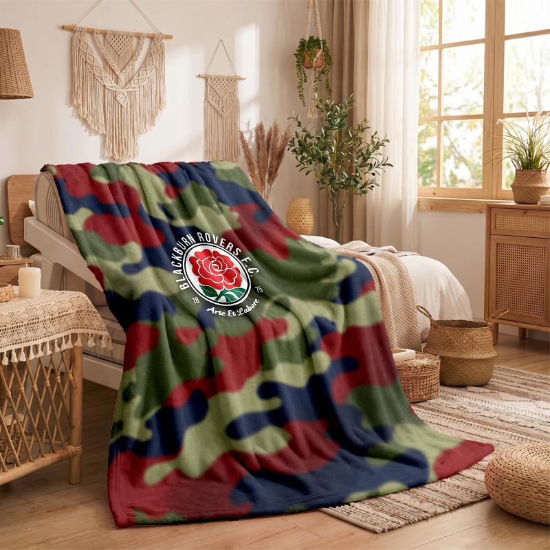 Blackburn Rovers Football Print Flannel Blanket Soft Warm Sofa Bed Throw Blanket For Home Office Bedroom