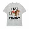 I Eat Cement Cursed Cat T Shirt Funny Meme Graphic Tee Shirt Fashion Casual Humor Vintage T-shirts Streetwear Women Summer