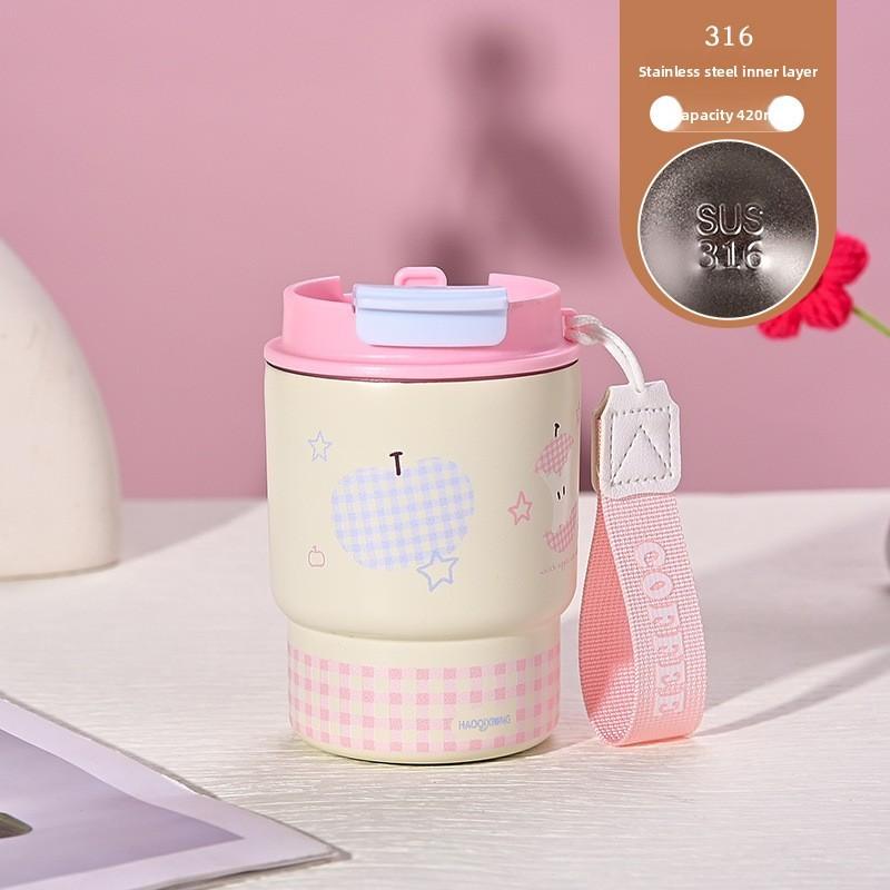 Cute Animal 316 Stainless Steel Portable Insulated Cup With Cartoon Print For Office And Travel