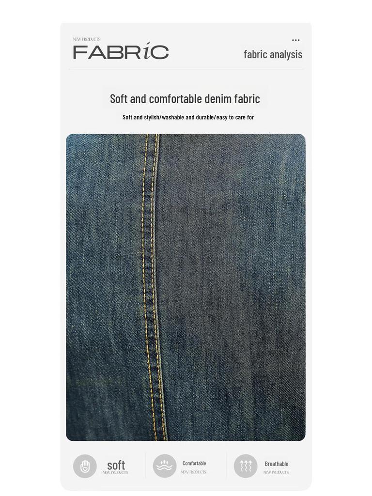 Autumn 2023 Retro Denim A-line Dress: Women's Long Sleeve, Waist-Slimming, Medium Length, Lapel Style