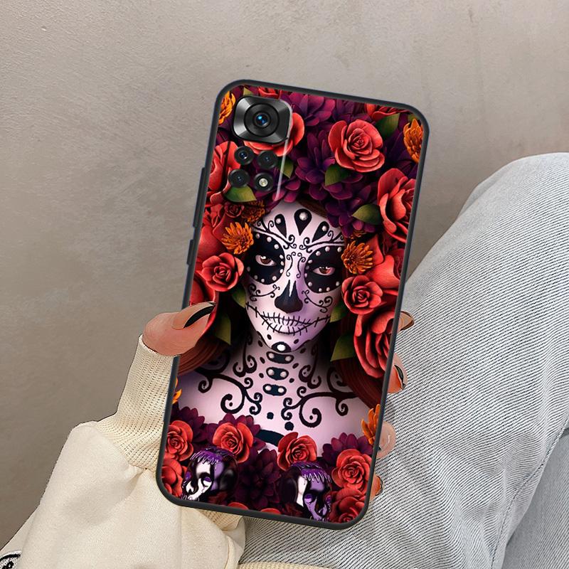 Mexican Skull Girl Tattooed Art For Xiaomi Redmi Note 13 10 12 11 14 15 Pro Plus Case Cover For Redmi 15 13C 12C 14C 10C 15C