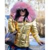 Parka de iarnă căptușită caldă pentru femei Jachetă de exterior cu glugă și guler de blană Scurtă Casual Slim Suprapurtă