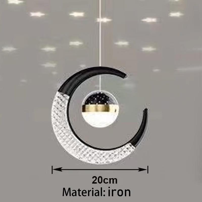 LED Gold Acrylic Moon Bedside High Translucent Shade Pendant Light for Dining Room, Bedroom Home Decor, Adjustable Pendant