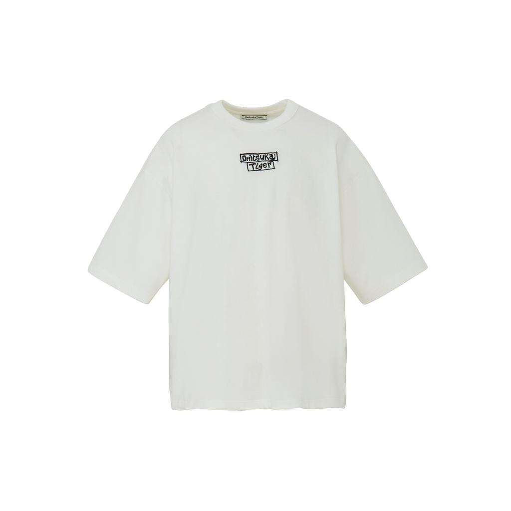 Onitsuka Tiger T Shirts Unisex White Crew Neck Moderate 2183B600-100