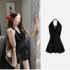 Spice Girl Swinging Collar Temperament Neck Dress New Pure Desire Wind Summer Slim and Thin Hip Skirt Skirt