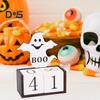 Halloween dřevěný odpočítávací kalendář Halloweenský adventní kalendář Ručně vyráběná stolní dekorace dýňový hrad duchů