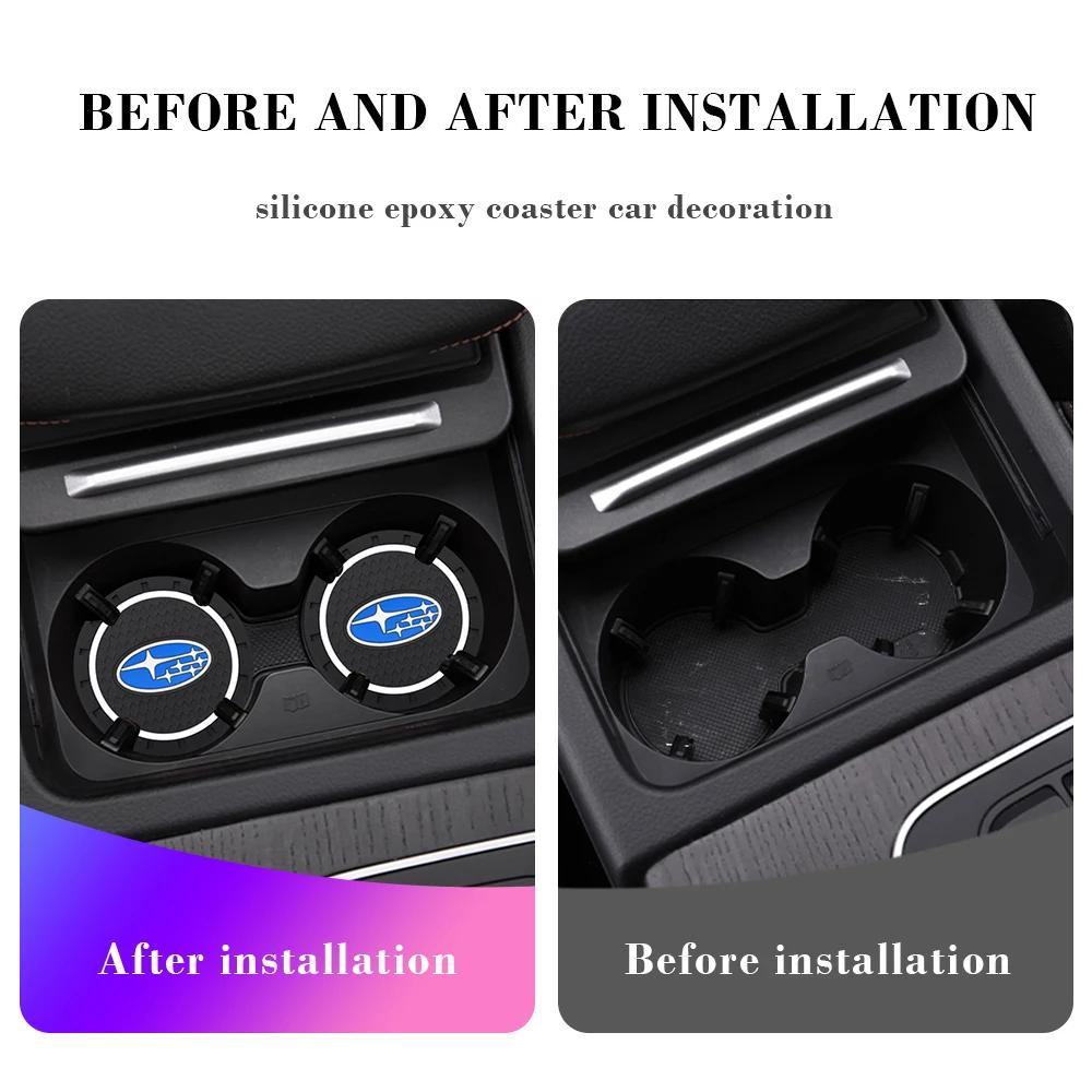 2PCS Anti-Slip Car Coaster For Subaru WRX BRZ DRL STI Outback Legacy Forester Impreza Tribeca Auto Water Cup Bottle Holder Mat X333